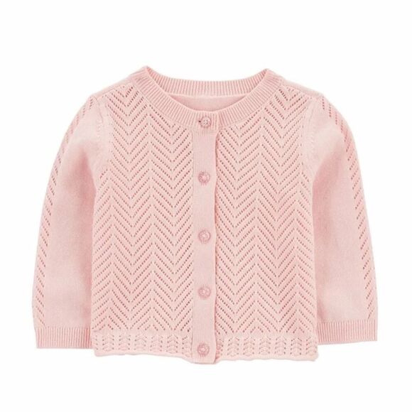 Baby B'gosh Pointelle Button-Front Sweater Knit Cardigan 3 mo - Picture 1 of 12